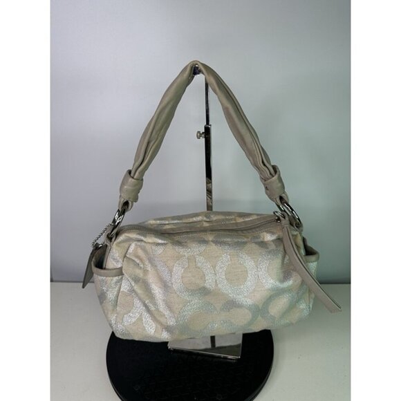 Coach 13507 Hoodie Op Art One Shoulder Lame Shoulder Bag - Picture 1 of 10